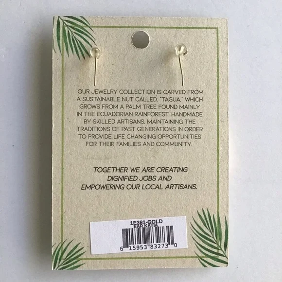 TAGUA Nut Medallion Earrings Asian-Style Matte Gold Open Work Lightweight NEW - Picture 3 of 15